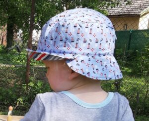Letní dvoukrempový klobouček pro dítě. Ideální ochrana před sluníčkem. ručně šité v čr, Je to Bájo